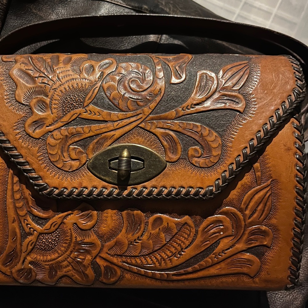 Hand made Native leather purse medium brown at least 47 years old boho luxury